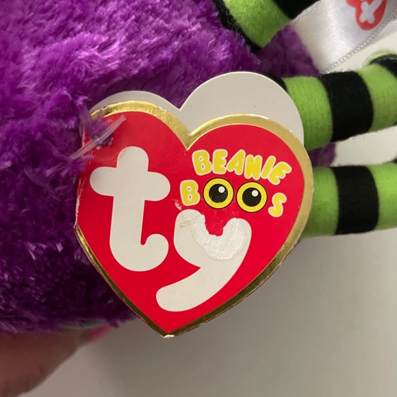 Ty Beanie Boos CRAWLY the Halloween Purple Spider 6" Stuffed Animal Toy Tag Flaw - Picture 5 of 8